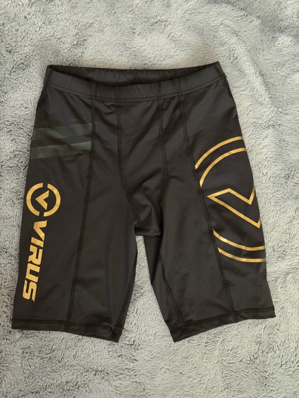 Men’s Virus Black Compression Shorts with Gold Logo